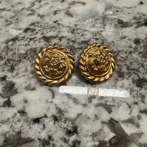 Gold Lion Head Earrings vintage